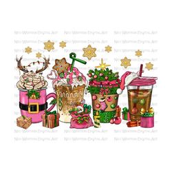 Pink Christmas coffee drink png sublimation design download,Christmas drinks png,Pink Christmas png,coffee cups,sublimate designs download