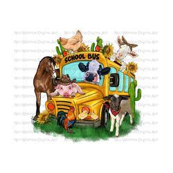 Farm animal School bus png sublimation design download, Back to School png, school bus png, farm animal png, sublimate designs download