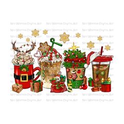 Christmas coffee drink png sublimation design download,Christmas coffee cup png,Western Christmas png,coffee cups,sublimate designs download