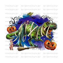 Halloween T-rex png sublimation design download, Happy Halloween png, Halloween dinosaur png, spooky tooth png, sublimate designs download