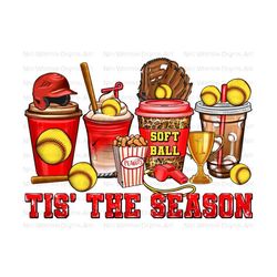 Tis' the season Softball coffee cups png sublimation design download, sport coffee cups png design, Softball game png, sublimate download
