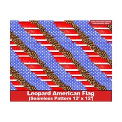 Leopard American flag seamless digital paper, USA flag digital seamless pattern, scrapbook, Printable Scrapbook Paper,Textile/Fabric