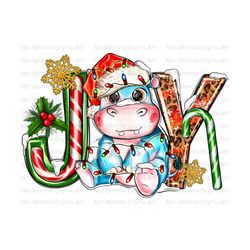 Joy Christmas Hippopotamus png sublimation design download, Christmas png, Baby hippo png, Christmas hippopotamus png, sublimate download