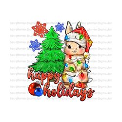 Happy holidays Christmas Rabbit png sublimation design download, Baby Rabbit png, Sweet Rabbit png, sublimate designs download