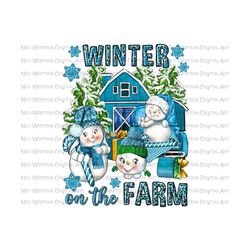 Winter on the farm png sublimation design download, winter snowman png, winter vibes png, western winter png, sublimate design download