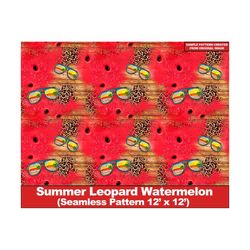 Summer leopard watermelon seamless digital paper, fruit digital seamless pattern, scrapbook, Printable Scrapbook Paper,Textile/Fabric