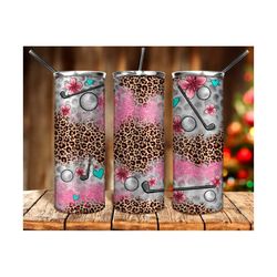 Golf leopard pink glitter 20oz tumbler png sublimation design download, sport png, Golf tumbler png, western tumbler png, sublimate download