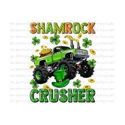 St. Patrick's shamrock crusher png sublimation design download, St. Patricks Day png, monster truck png, shamrock png, sublimate download