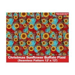 Christmas sunflower seamless digital paper, Christmas digital seamless pattern, Leopard scrapbook, printable scrapbook paper, textile/fabric