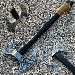 Custom Handmade Carbon Steel Blade Viking Axe, God Of War Axe Christmas Gift W/S