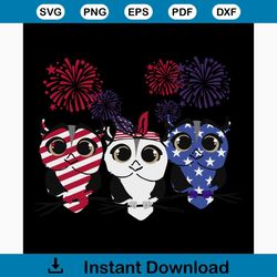 Owls happy 4th of july svg, independence day svg, 4th of july svg, owl svg, cute owls svg, patriotic svg, america flag,