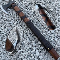 Viking Axe EDC Custom Handmade Carbon Steel Blade Hunting Axe Camping Axe ,