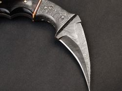 dragon's claw damascus steel karambit knife hunting knife, hand forged damascus bowie knife, damascus hunting karambit,