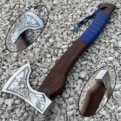 Unique Viking Axe Custom Handmade Carbon Steel Blade Axe Camping Axe Christmas