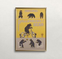 Bear Wall Art, Vintage Wall Art, Circus Bears Art, Vintage Bear Print, Whimsical Wall Art, DIGITAL DOWNLOAD, PRINTABLE A