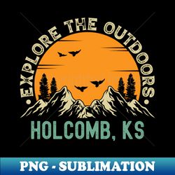 Holcomb Kansas - Explore The Outdoors - Holcomb KS Vintage Sunset - Retro PNG Sublimation Digital Download - Spice Up Your Sublimation Projects