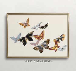 Butterfly Wall Art  Vintage Wall Art  Butterflies Print  Japanese Wall Art  Muted Neutral Decor Digital DOWNLOAD  PRINTA