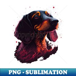 Realistic - Dark - Dachshund Dog - Retro PNG Sublimation Digital Download - Unleash Your Inner Rebellion