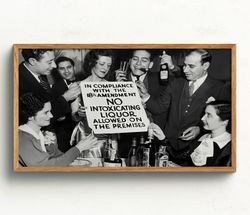 Prohibition Frame TV Art, Black and White Art, Prohibition Wall Art, Vintage Wall Art, Bar Wall Decor, Speakeasy Wall Ar