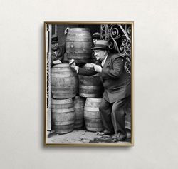 prohibition wall art, black and white art, vintage wall art, bar cart decor, kegs of beer, beer party, digital download,