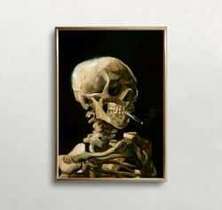 Skeleton Smoking, Vintage Wall Art, Van Gogh Print, Dark Moody Art, Dark Academia Wall Decor, DIGITAL DOWNLOAD, PRINTABL