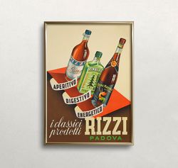 vintage beverage art, bar wall decor, vintage wall art, italian drink advert, beverage print, home bar decor, download,