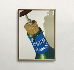 wine wall art, bar wall decor, vintage wall art, wine bottle, corkscrew, retro wall decor, digital download, printable w