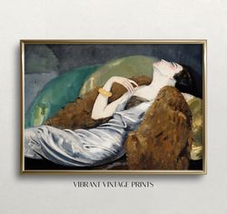Woman on a Sofa  Woman Portrait  Vintage Wall Art    Muted Neutral Decor  Elegant Woman  Digital DOWNLOAD  PRINTABLE Wal