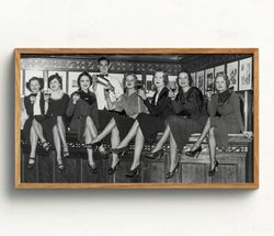 women at bar, samsung frame tv art, black and white art, prohibition wall art, vintage wall art, bar wall decor, speakea