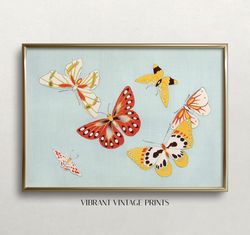 Butterfly Wall Art  Vintage Wall Art  Butterflies Print  Japanese Wall Art  Pastel Wall Decor  Digital DOWNLOAD  PRINTAB