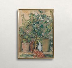 Terracotta Pots  Vintage Wall Art  Flowers Wall Art  Muted Neutral Colors  Antique Wall Decor  Cezanne  DOWNLOAD  PRINTA