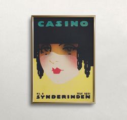 Woman Portrait, Vintage Wall Art, Casino in Copenhagen, Art Deco Decor, DIGITAL DOWNLOAD, PRINTABLE Wall Art.jpg