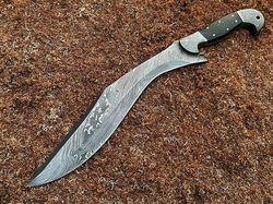 Custom Handmade Damascus Steel Blade Kukri Knife - Hunting Knife - Camping Knife