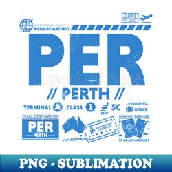Vintage Perth PER Airport Code Travel Day Retro Travel Tag Australia - Vintage Sublimation PNG Download - Vibrant and Eye-Catching Typography