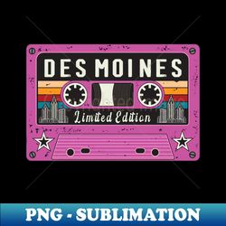 Retro Des Moines Iowa - Decorative Sublimation PNG File - Perfect for Sublimation Mastery