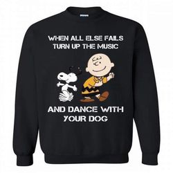 Snoopy Charlie Brown When All Else Fails Turn Up The Music Crewneck Sweatshirt