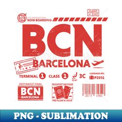 Vintage Barcelona BCN Airport Code Travel Day Retro Travel Tag - Special Edition Sublimation PNG File - Unleash Your Creativity