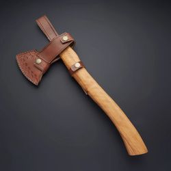 Custom Hand Forged High Carbon Steel Regular Wood Cutting Axe with sheath
