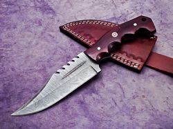 CUSTOM HANDMADE DAMASCUS STEEL TRACKER KNIFE, FULL TANG CAMPING HUNTING KNIFE,