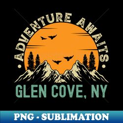 Glen Cove New York - Adventure Awaits - Glen Cove NY Vintage Sunset - Professional Sublimation Digital Download - Spice Up Your Sublimation Projects