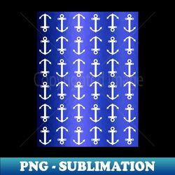 WHITE Anchor On Blue - Aesthetic Sublimation Digital File - Transform Your Sublimation Creations