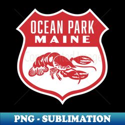 Ocean Park Maine Retro Lobster Shield Red - Decorative Sublimation PNG File - Perfect for Personalization