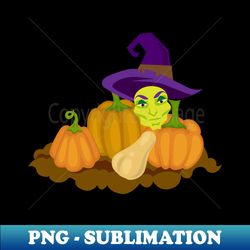 Halloween Pile of pumpkins With Witch - Trendy Sublimation Digital Download - Unleash Your Creativity