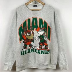 Vintage NCAA Miami Hurricanes Looney Tunes Sweatshirt, University of Miami Shirt