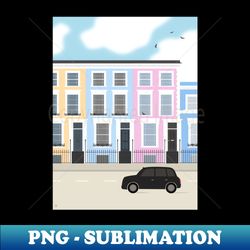 Colorful Notting Hill London England - Retro PNG Sublimation Digital Download - Create with Confidence