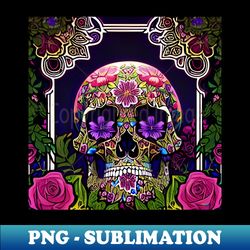 Psychedelic Art Nouveau Flower Skull 12 - Special Edition Sublimation PNG File - Unleash Your Inner Rebellion