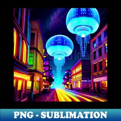 UFO Retro SciFi Dreamscapes 69 - PNG Transparent Sublimation File - Perfect for Sublimation Art