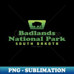 Badlands National Park Retro Badge Buffalo Green - High-Quality PNG Sublimation Download - Capture Imagination with Every Detail