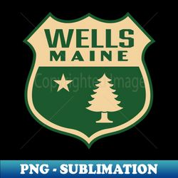 Wells Maine Retro Pine Tree Shield Tan - Professional Sublimation Digital Download - Bold & Eye-catching