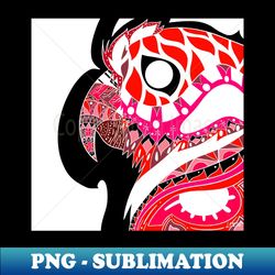 red pink parrot ecopop guacamaya bird in mexican pattern art - vintage sublimation png download - unleash your inner rebellion